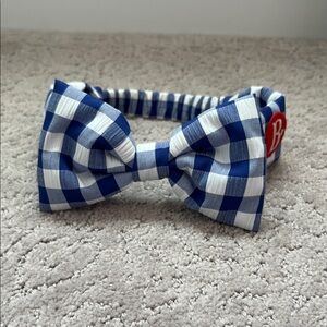 Blue and White Checkered Kids Bow Headband